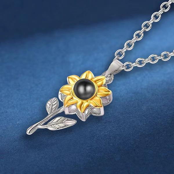 100 Languages I Love You Projection Necklace European And American Women Exquisite Sunflower Jewelry Simple Fashion Necklaces & Pendants