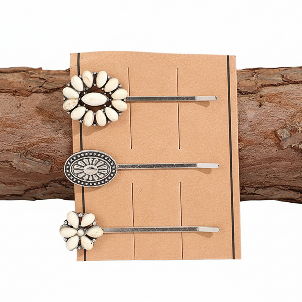 3 Pcs/Set Artificial Turquoise Hair Pins Hair Accessories