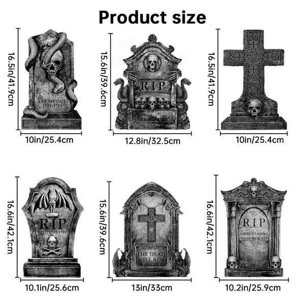 Halloween Outdoor Decor: Cemetery Tombstones Yard Signs With Stakes Realistic Scary Skulls Seasonal Decorations
