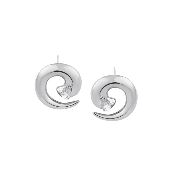Titanium Steel Zircon Spiral Shape Earrings