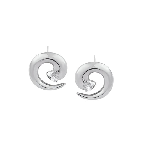 Titanium Steel Zircon Spiral Shape Earrings