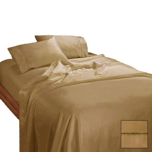 Ramesses 1100Tc Egyptian Cotton Sateen Sheet Set Latte Sheets