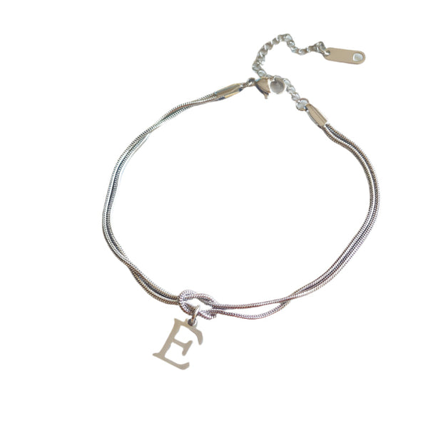 Veile Studios Letter A Z Love Knot For Women Couple Gold Colour Dainty Snake Chain Bracelets