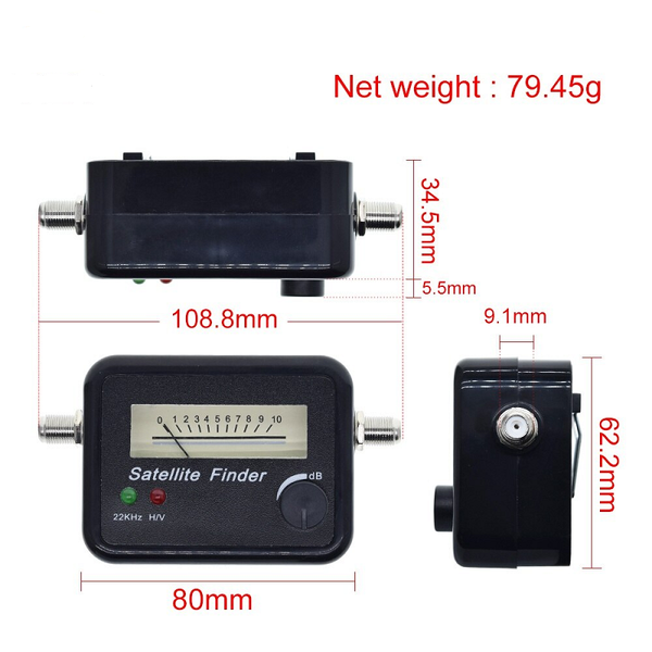 9502 Satellite Signal Finder Digital Tv Receiver With Pointer Black Signal Finders