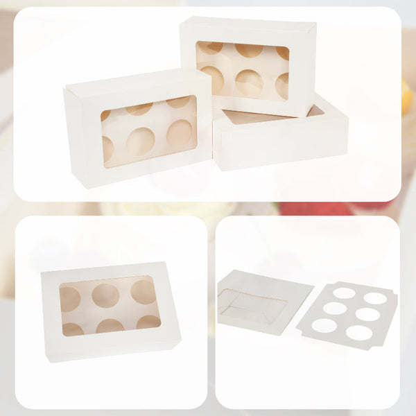 Cupcake Box 6 Holes Window Cake Party Favour 100 Boxes Favours & Party Bag Fillers