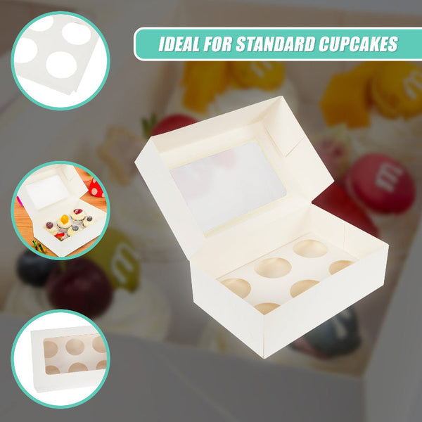 Cupcake Box 6 Holes Window Cake Party Favour 100 Boxes Favours & Party Bag Fillers