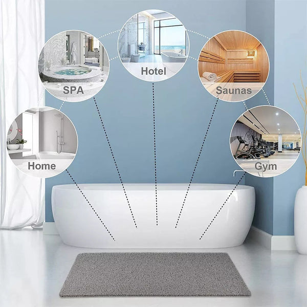 Shower Mat Rug Anti Slip Loofah Bathroom Carpet Water Drains Non Grey Bath Mats Rugs & Toilet Covers