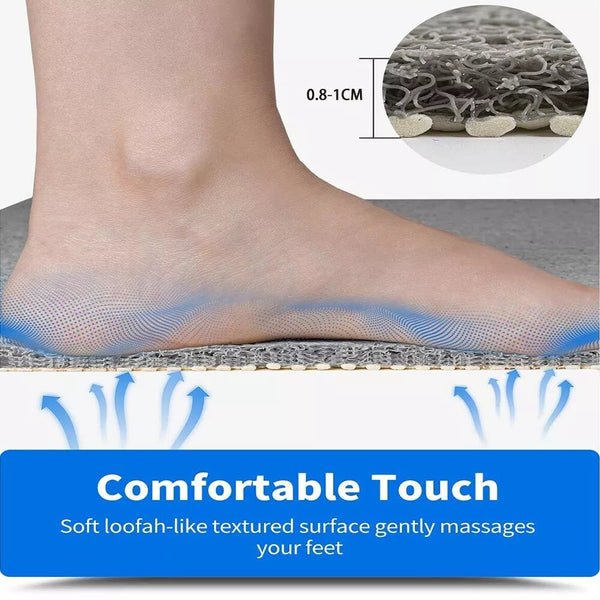 Shower Mat Rug Anti Slip Loofah Bathroom Carpet Water Drains Non Grey Bath Mats Rugs & Toilet Covers
