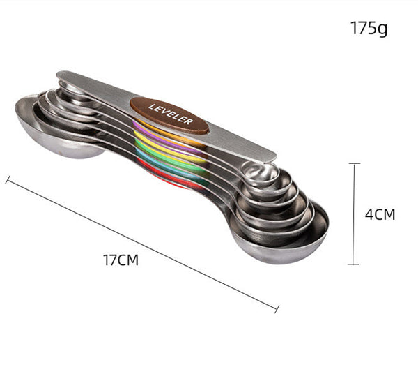 Kitchen Stainless Steel Mag Netic Suction Double Head Measuring Spoon 8 Set Measuring Cups Jugs & Spoons