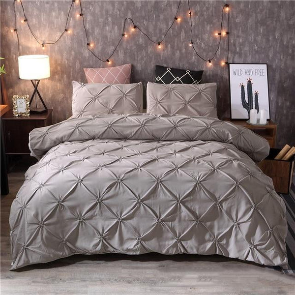 Luxury Duvet Cover Set Pinch Pleat 2 / 3Pcs Quilt Quilt Covers