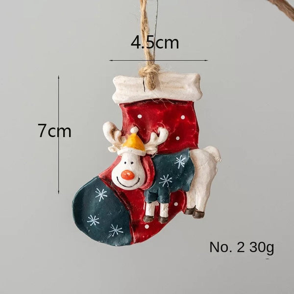 American Retro Christmas Resin Ornament Reindeer Carousel Tree Decoration Hanging Scene Seasonal Decorations