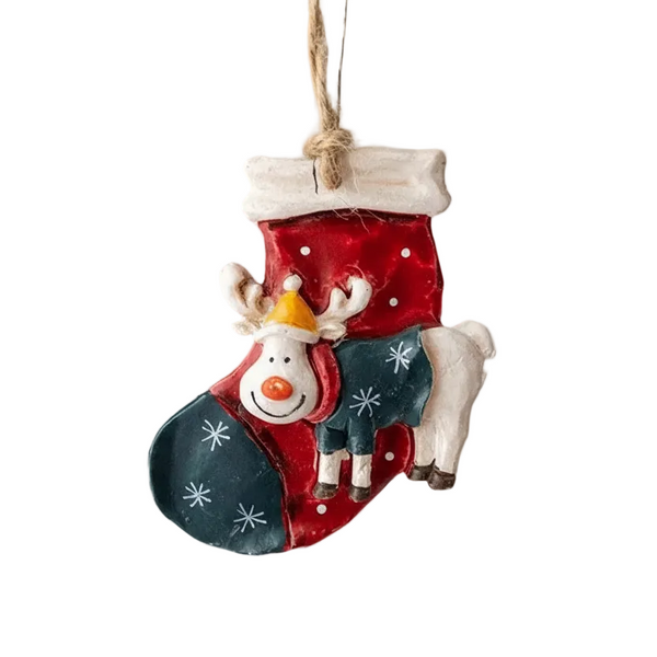 American Retro Christmas Resin Ornament Reindeer Carousel Tree Decoration Hanging Scene Seasonal Decorations