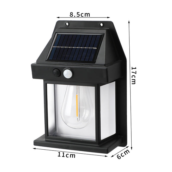Solar Tungsten Filament Outdoor Wall Lamp Human Body Sensing Road Security & Floodlights