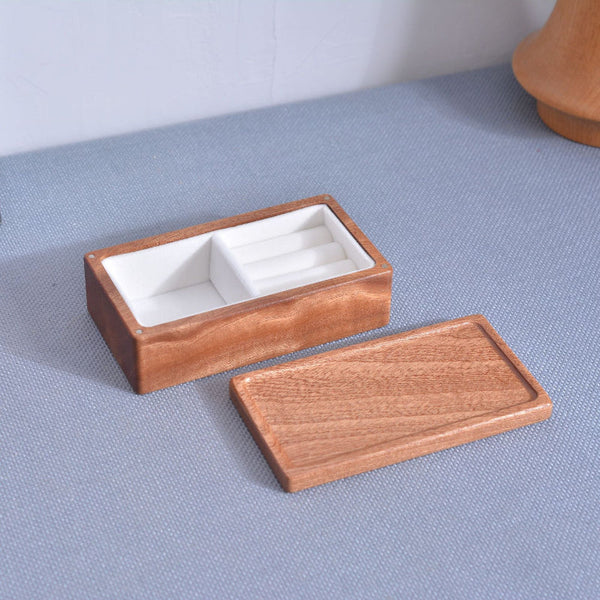 Simple Multi Grid Solid Wood Jewelry Box Earrings Necklaces Rings Storage Wooden Jewellery Boxes