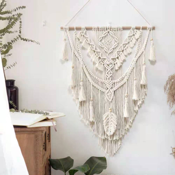 Nordic Bohemian Lace Fringe Handwoven Tapestry Wall Decor Cotton Rope Tapestries