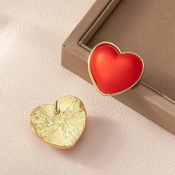 Veile Studios 3D Red Heart Shaped Love Personalized Jewelry For Special Occasions Earrings