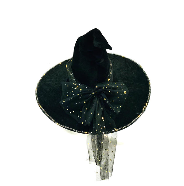 Halloween Wrinkled Witch Hat Party With Lights Black Velvet Makeup Props Hats