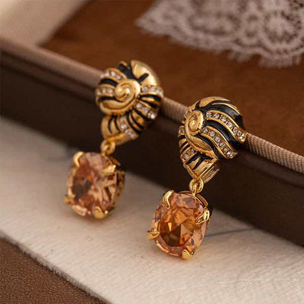 Veile Studios Drip Oil Palace Style Zircon Stone Pendant Screw For Elegant Occasions Earrings