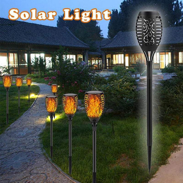 Garden Ground Lights 96 Led Solar Waterproof Flames Torches Outdoor Decorative