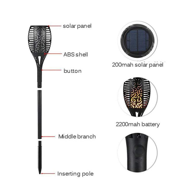 Garden Ground Lights 96 Led Solar Waterproof Flames Torches Outdoor Decorative Outdoor Lighting Accessories