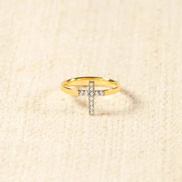 925 Sterling Silver Inlaid Zircon Cross Ring Rings
