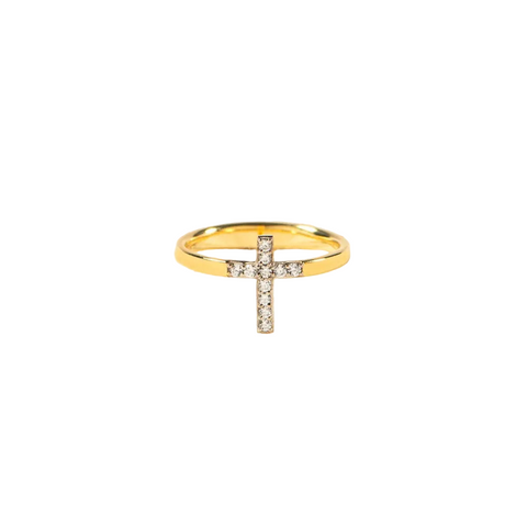 925 Sterling Silver Inlaid Zircon Cross Ring Rings