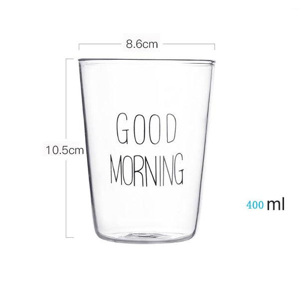 400Ml Good Morning Glass Breakfast Cup Coffee Tea Milk Yogurt Mug Glassware & Drinkware