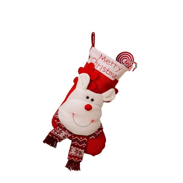 Christmas Decorative Socks 3D Elderly Elk Knitted Children's Gift Bag Red Seasonal Decorations