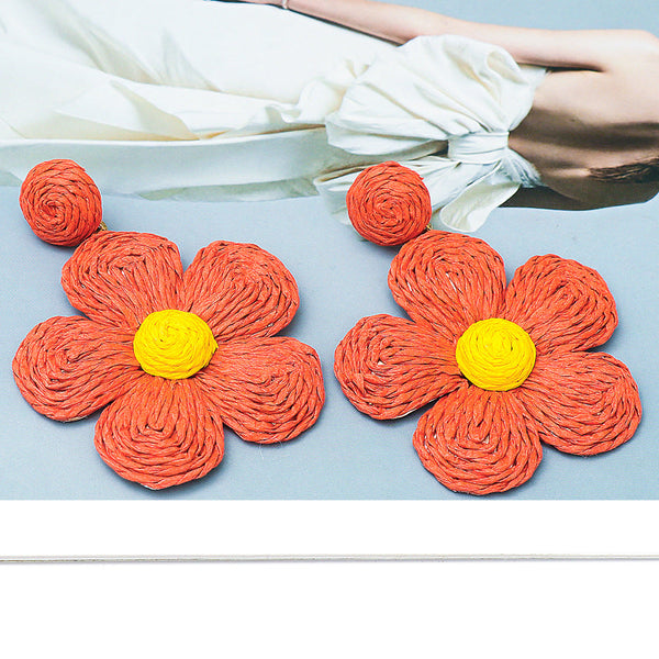 Veile Studios Grass Hemp Thread Handmade Flower Bohemian Beach Style Earrings