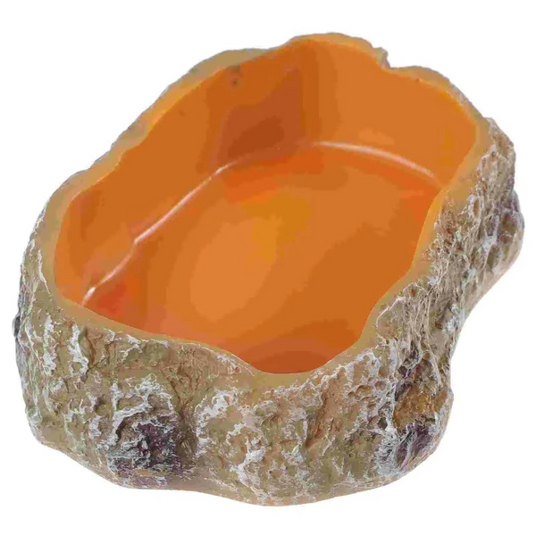 Tortoise Water Dish Pet Feeding Bowl Reptile Food Supplies Aquarium Worm Resin Rock Feeder Reptiles