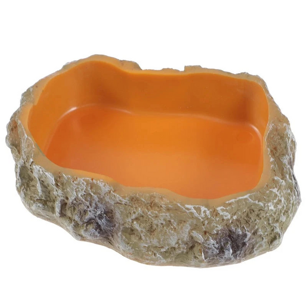 Tortoise Water Dish Pet Feeding Bowl Reptile Food Supplies Aquarium Worm Resin Rock Feeder Reptiles