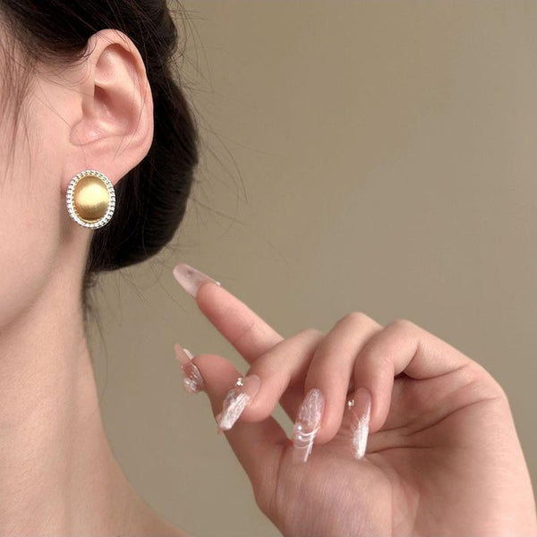 Veile Studios Elliptical Metal Brushed High End Stylish Accessory For Women Earrings