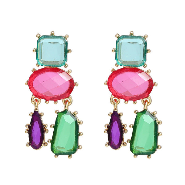 Veile Studios Exaggerated Multi Layered Geometric Colour Matching For Women Fashion Jewellery Earrings
