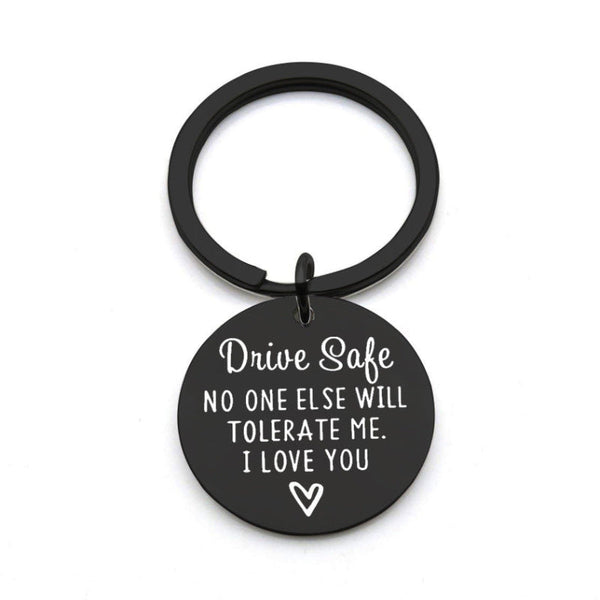 Driving Safety Stainless Steel Keychain Couple Boyfriend Girlfriend Gift Keyrings