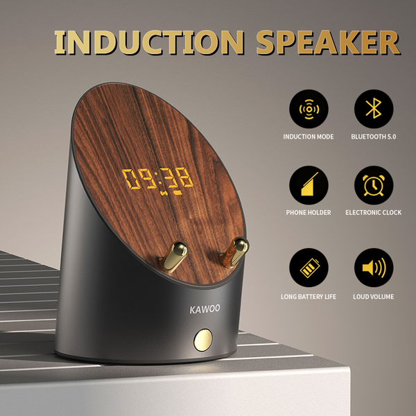 Mini Metal Induction Wireless Phone Holder Clock Smart Speakers