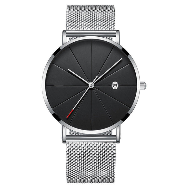 Veile Studios Simple Calendar Watch For Men Waterproof Quartz Creative Design Stainless Steel Watches