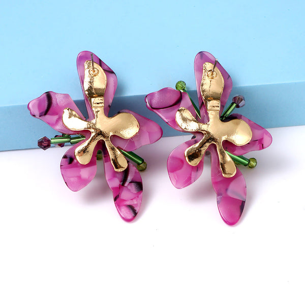 Veile Studios Acrylic Flower Retro Beach Style Trendy Womens Jewelry Accessories Earrings