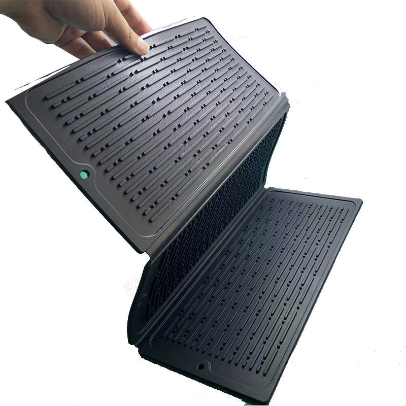 Silicone Draining Pad Foldable Kitchen Mat Rectangle Black Gray Material Other Kitchen Gadgets