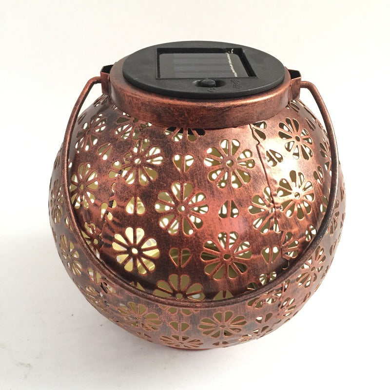 Led Moroccan Wrought Iron Solar Projection Lantern Hanging Lights Lamps