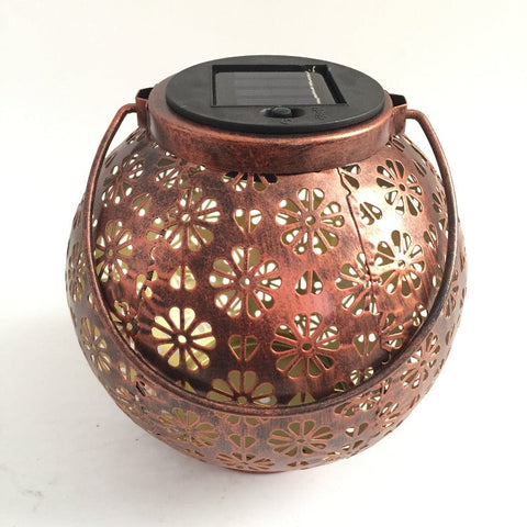 Led Moroccan Wrought Iron Solar Projection Lantern Hanging Lights Lamps