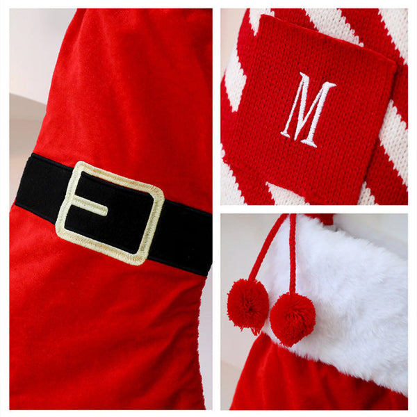 Festive Large Letter Christmas Stocking Red And White Stripe Tree Ornament Creative Holiday Decoration Seasonal Decorations