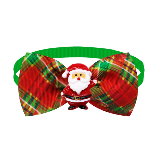 Christmas Dog Printed Pet Tie Collar Bow Accessories Cat Threaded Ribbon Dog Clothing & Shoes