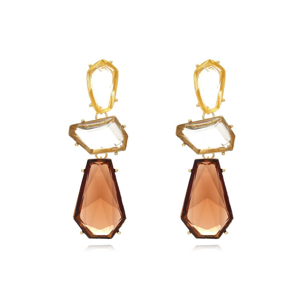 Veile Studios Retro Style Transparent Resin Irregular Geometric Women Jewelry Earrings