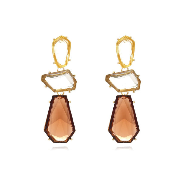 Veile Studios Retro Style Transparent Resin Irregular Geometric Women Jewelry Earrings