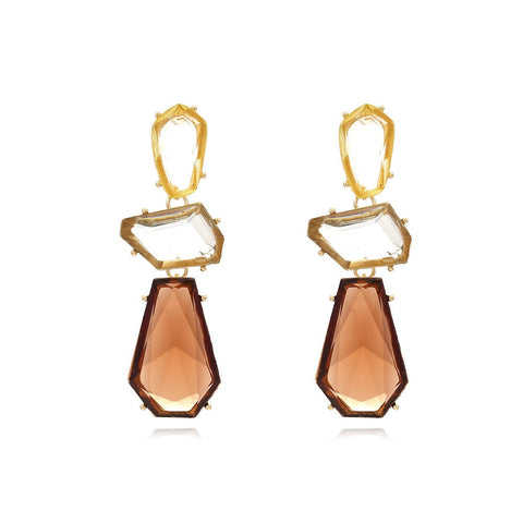 Veile Studios Retro Style Transparent Resin Irregular Geometric Women Jewelry Earrings