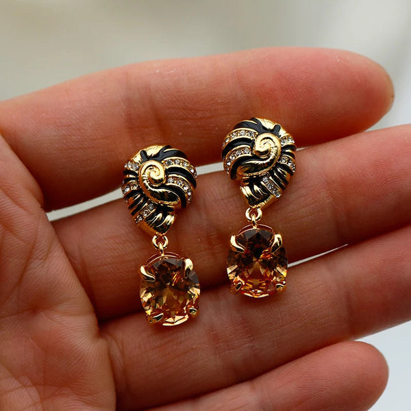 Veile Studios Drip Oil Palace Style Zircon Stone Pendant Screw For Elegant Occasions Earrings