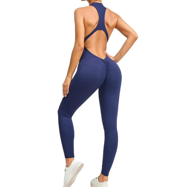 Zippered Yoga Fitness Jumpsuit Sleeveless Tummy Control Stretch Shapewear Sportswear Jumpsuits Rompers & Playsuits