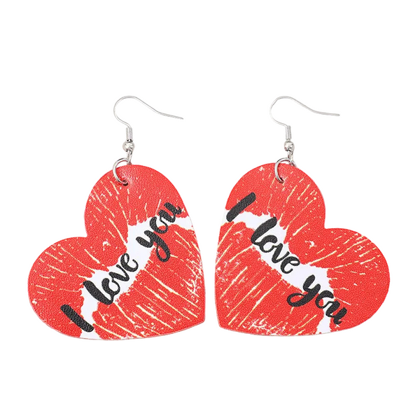 I Love You Heart Leather Earrings