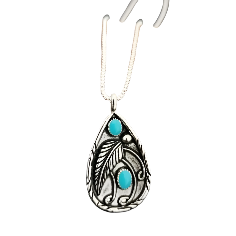Veile Studios Alloy Artificial Turquoise Teardrop Pendant Necklace Necklaces & Pendants