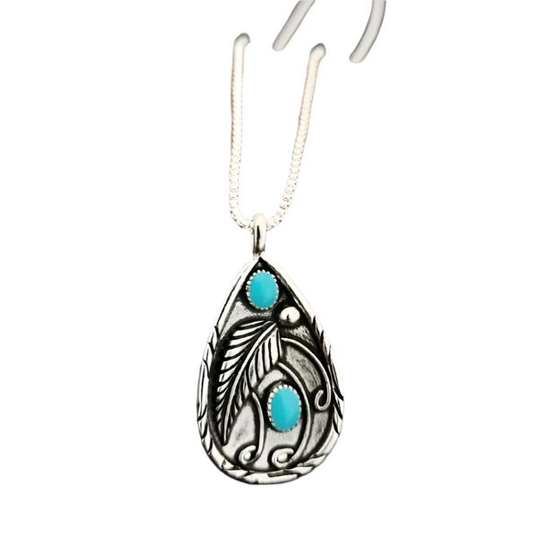 Veile Studios Alloy Artificial Turquoise Teardrop Pendant Necklace Necklaces & Pendants